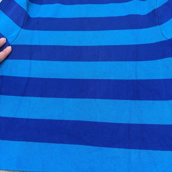 ZARA Blue Striped Long Sleeve Cropped Sweater Top Size L - Picture 11 of 12